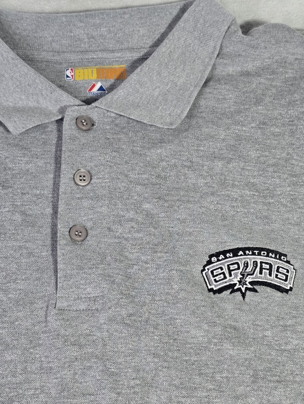 San Antonio Spurs Majestic Big Man Polo Gray 4XLT NBA - Picture 3 of 7